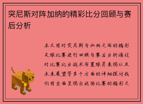 突尼斯对阵加纳的精彩比分回顾与赛后分析